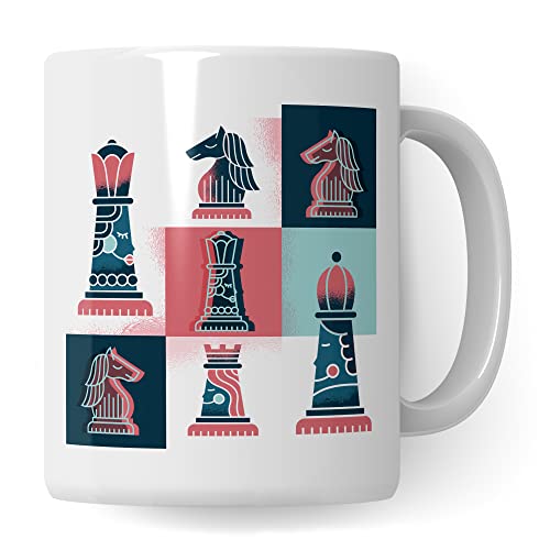 Schachfigur Tasse Geschenkidee, Kaffeetasse Schach Motiv, Kaffeebecher Schachspielen Humor Witz Geschenk für Schachspieler, Schachspiel Teetasse