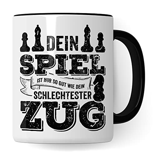 Schach Tasse Geschenkidee, Kaffeebecher mit Spruch lustig, Kaffeetasse Humor Witz Geschenk für Schachspieler Schachspiel Becher